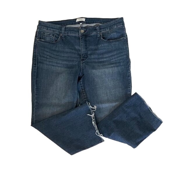 Crown & Ivy Cropped Jeans / Denim Fray Hem, Medium Rinse  Size 16 - Picture 1 of 13